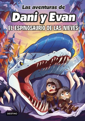 Portada de Las aventuras de Dani y Evan 9. El espinosaurio de las nieves, Dani y Evan